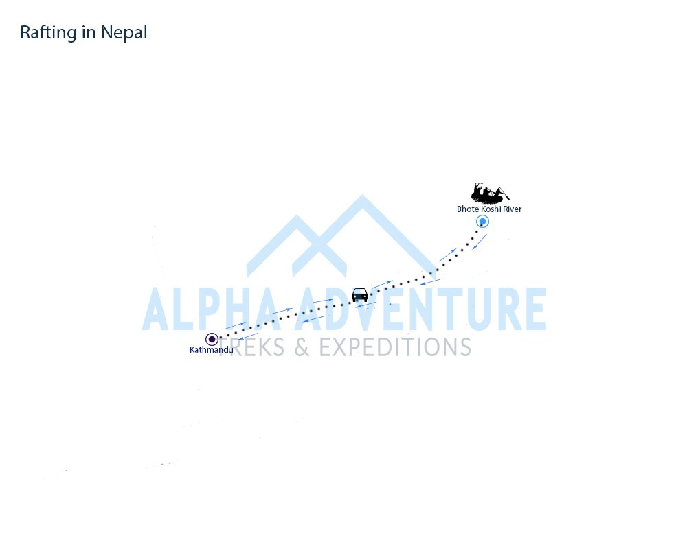 Route map of Rafting in Nepal